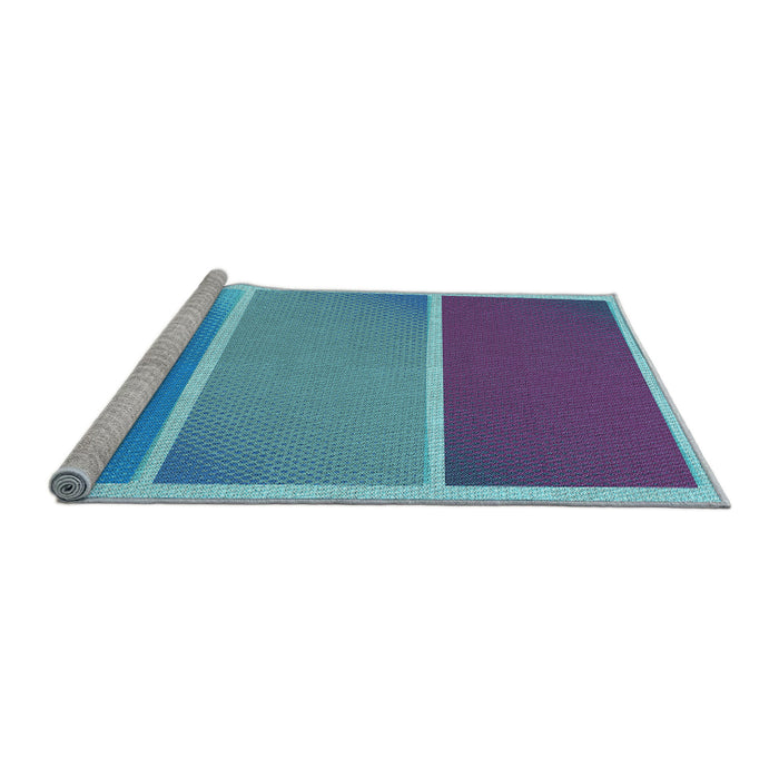 Sideview of Machine Washable Transitional Bright Turquoise Blue Rug, wshpat2412lblu