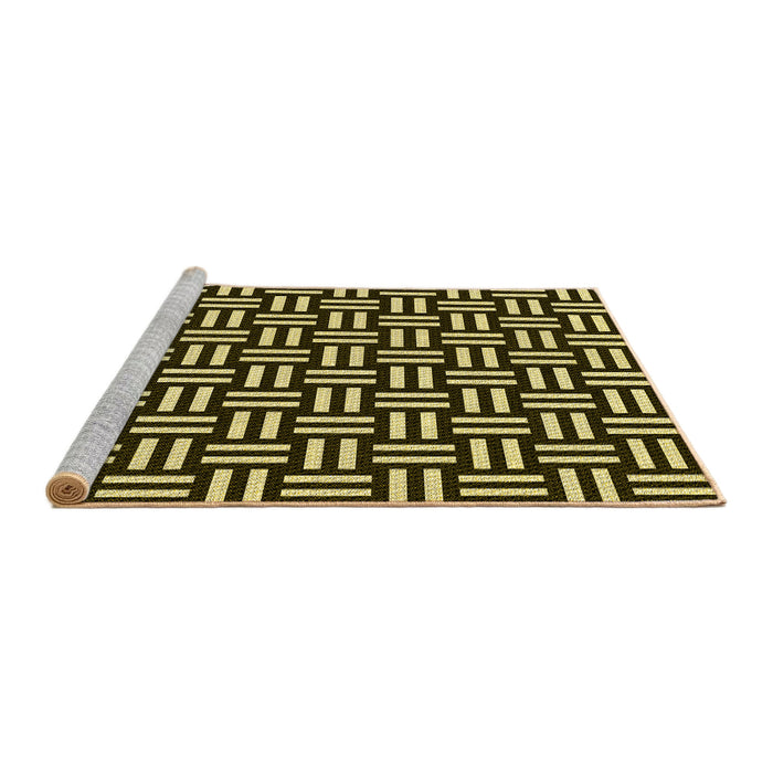 Sideview of Machine Washable Transitional Metallic Gold Rug, wshpat2414yw