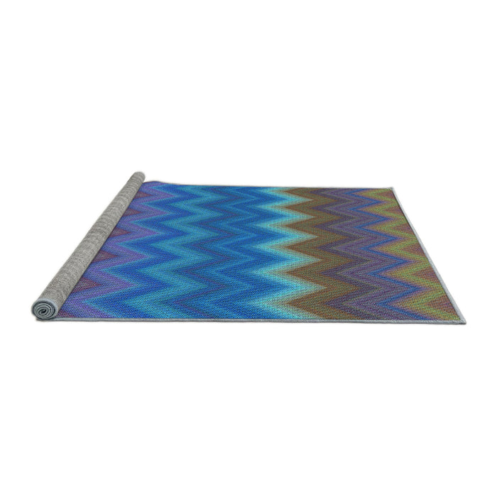 Sideview of Machine Washable Transitional Deep Periwinkle Purple Rug, wshpat2417lblu