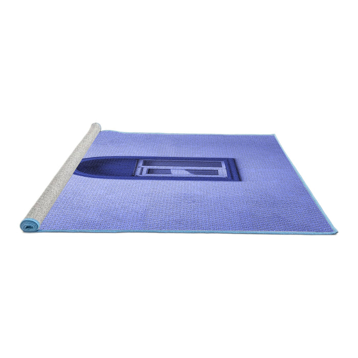 Sideview of Machine Washable Transitional Sky Blue Rug, wshpat242blu