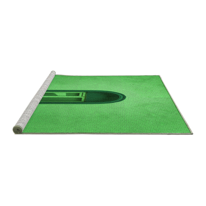 Sideview of Machine Washable Transitional Neon Green Rug, wshpat242grn