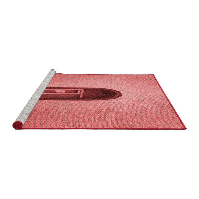 Sideview of Machine Washable Transitional Ruby Red Rug, wshpat242rd