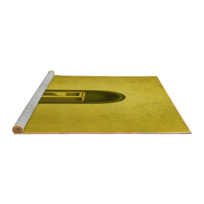 Sideview of Machine Washable Transitional Dark Golden Brown Rug, wshpat242yw