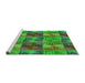 Sideview of Machine Washable Transitional Seaweed Green Rug, wshpat2421grn