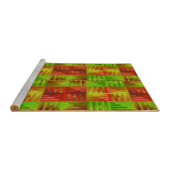 Sideview of Machine Washable Transitional Pistachio Green Rug, wshpat2421yw