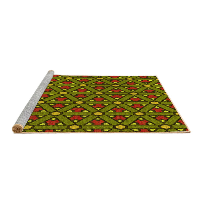 Sideview of Machine Washable Transitional Pistachio Green Rug, wshpat2422yw