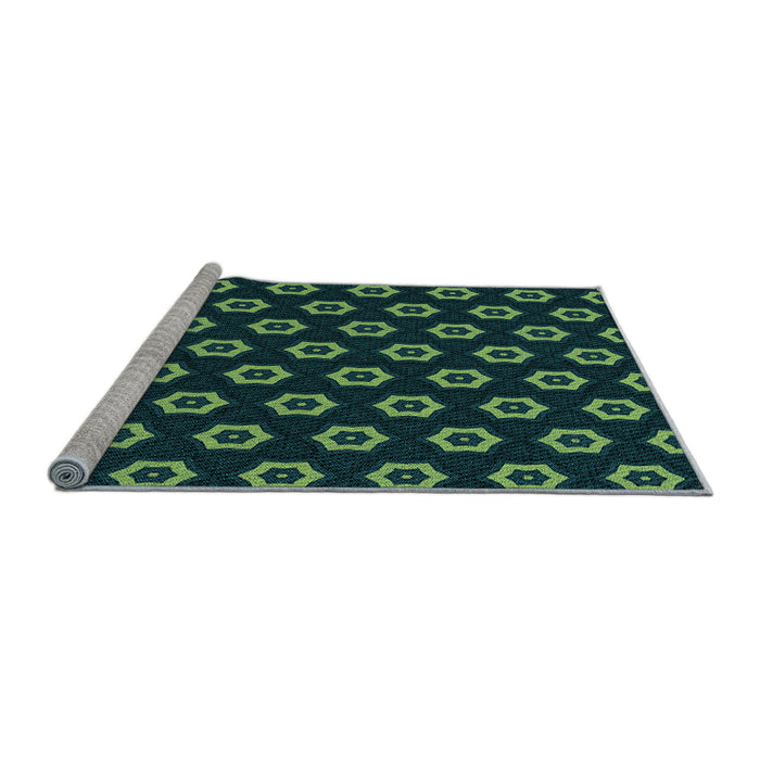 Sideview of Machine Washable Transitional Deep Teal Green Rug, wshpat2423lblu