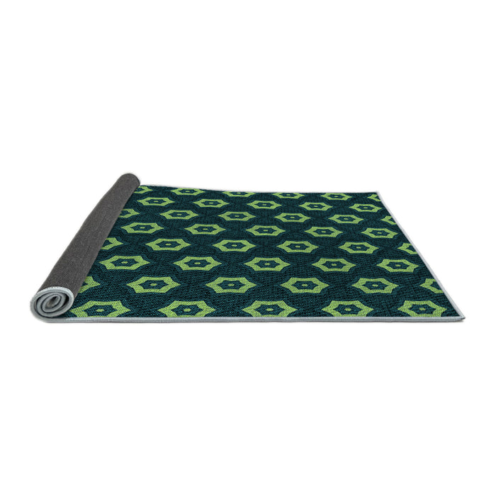Thickness of Patterned Deep Teal Green Rug, pat2423lblu