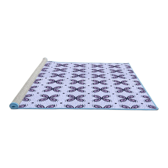 Sideview of Machine Washable Transitional Lavender Blue Rug, wshpat2424blu