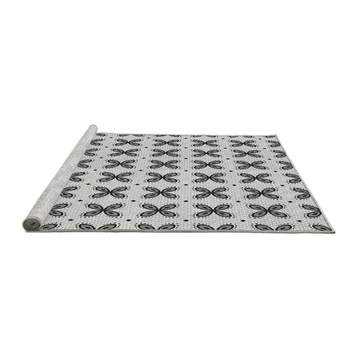 Sideview of Machine Washable Transitional Platinum Gray Rug, wshpat2424gry