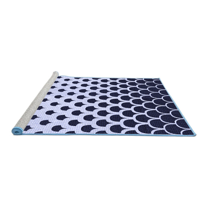 Sideview of Machine Washable Transitional Blue Rug, wshpat2427blu