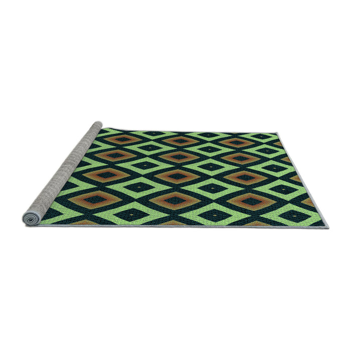 Sideview of Machine Washable Transitional Green Rug, wshpat2428lblu