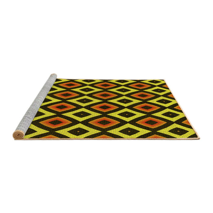 Sideview of Machine Washable Transitional Yellow Rug, wshpat2428yw