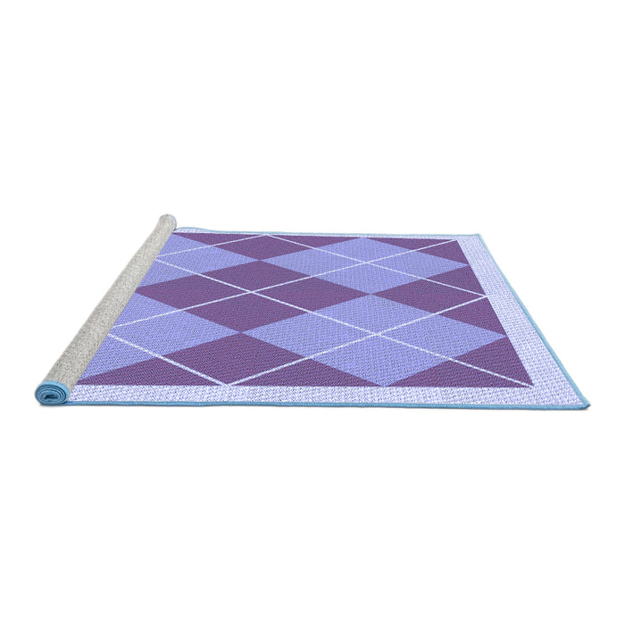 Sideview of Machine Washable Transitional Blue Rug, wshpat243blu