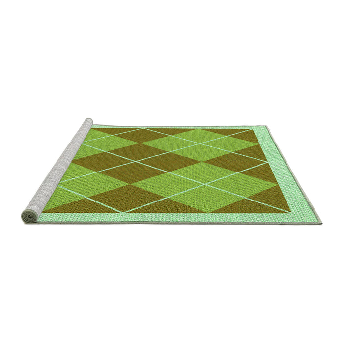 Sideview of Machine Washable Transitional Dark Yellow Green Rug, wshpat243grn