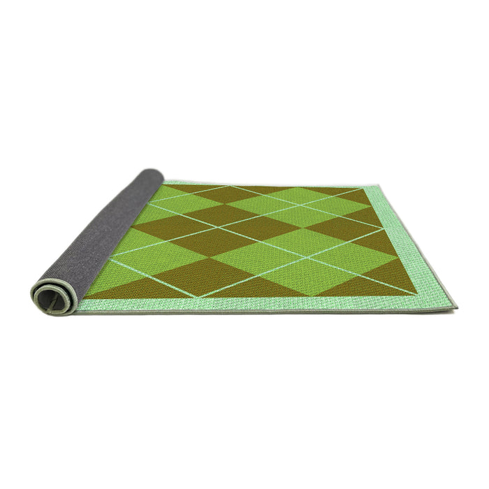 Thickness of Patterned Dark Yellow Green Rug, pat243grn