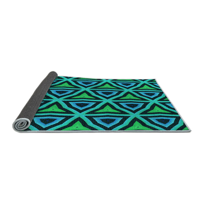 Thickness of Patterned Dark Turquoise Green Rug, pat2430lblu