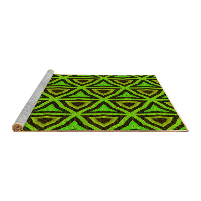 Sideview of Machine Washable Transitional Green Rug, wshpat2430yw