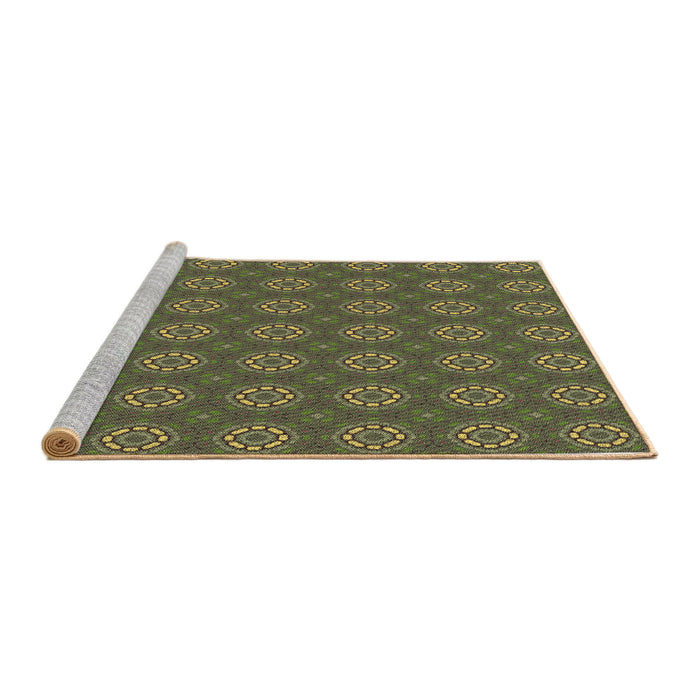 Sideview of Machine Washable Transitional Army Green Rug, wshpat2433brn