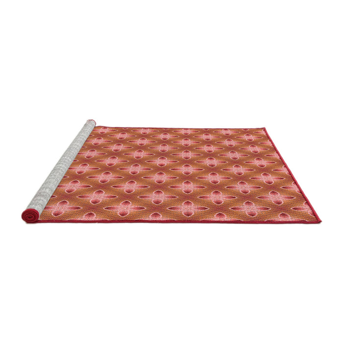 Sideview of Machine Washable Transitional Coral Orange Rug, wshpat2435rd