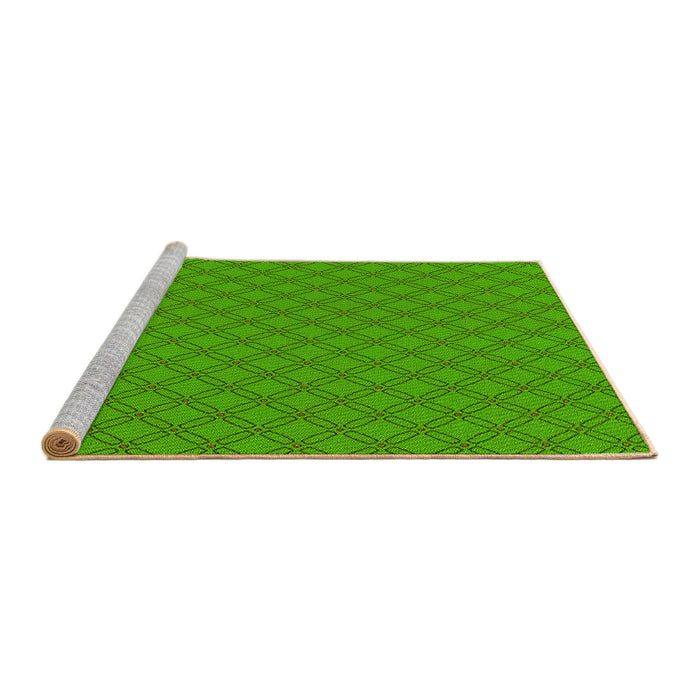 Sideview of Machine Washable Transitional Lime Green Rug, wshpat2438yw