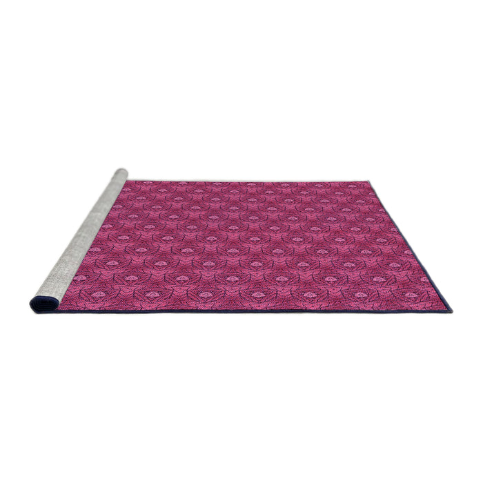 Sideview of Machine Washable Transitional Neon Pink Rug, wshpat2440pur