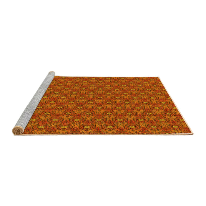 Sideview of Machine Washable Transitional Neon Orange Rug, wshpat2440yw