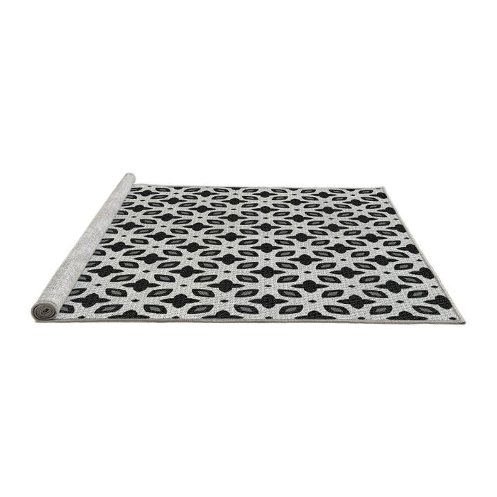 Sideview of Machine Washable Transitional Dark Gray Black Rug, wshpat2442gry