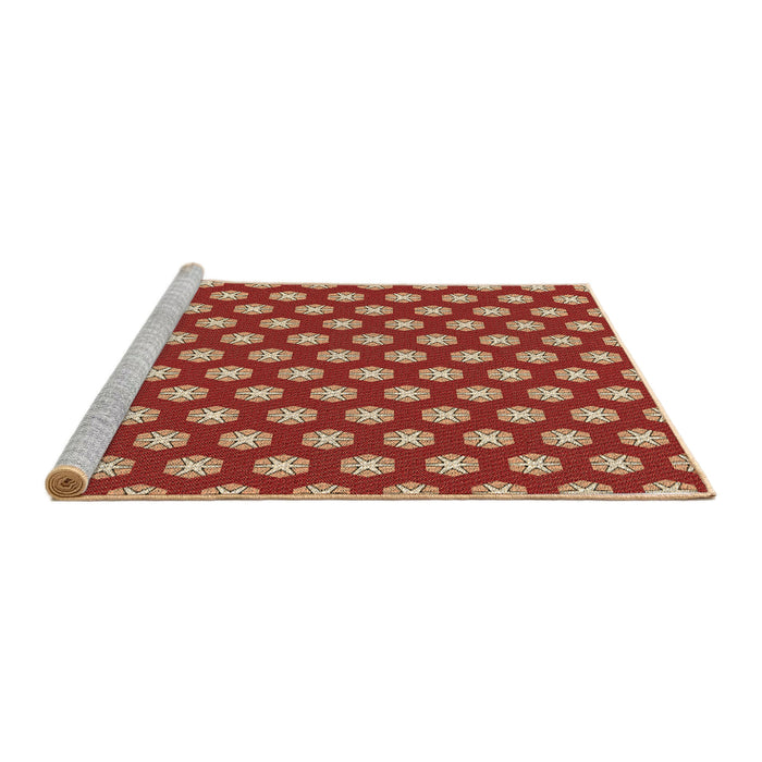 Sideview of Machine Washable Transitional Sunrise Orange Rug, wshpat2443brn
