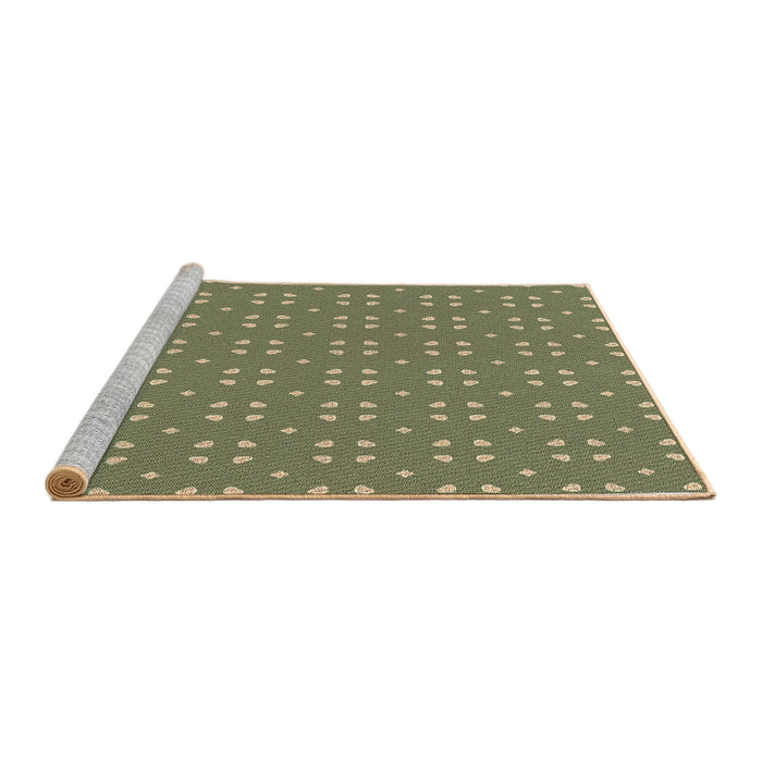 Sideview of Machine Washable Transitional Fern Green Rug, wshpat2445brn