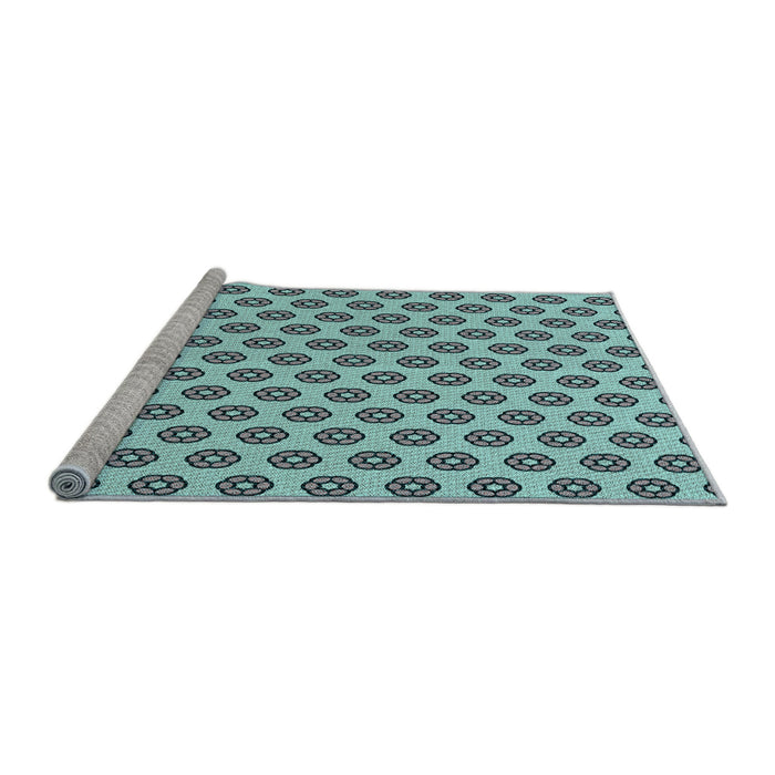 Sideview of Machine Washable Transitional Green Rug, wshpat2446lblu