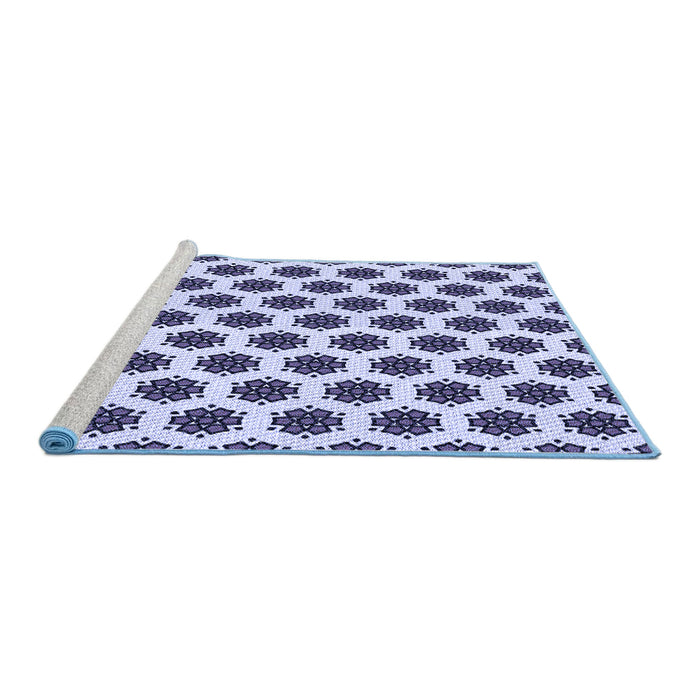 Sideview of Machine Washable Transitional Blue Rug, wshpat2447blu