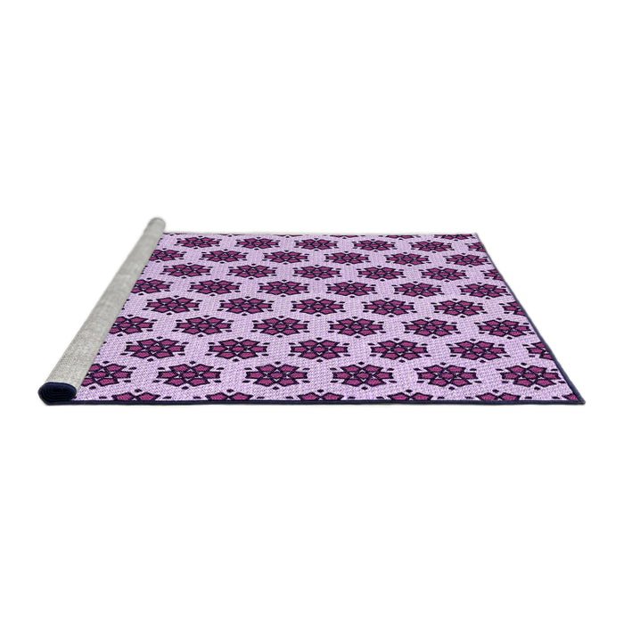 Sideview of Machine Washable Transitional Blossom Pink Rug, wshpat2447pur