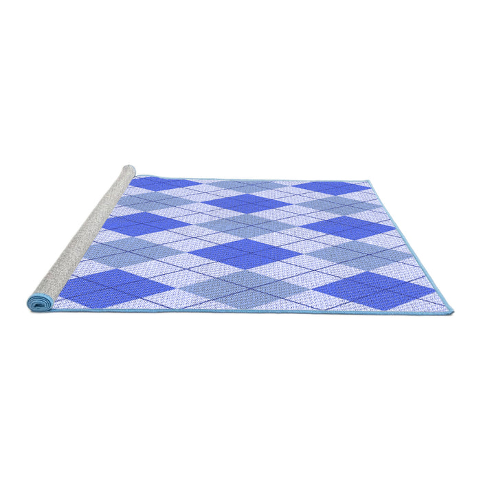 Sideview of Machine Washable Transitional Blue Rug, wshpat245blu