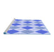 Sideview of Machine Washable Transitional Blue Rug, wshpat245blu