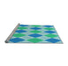 Sideview of Machine Washable Transitional Blue Rug, wshpat245lblu