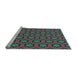 Sideview of Machine Washable Transitional Green Rug, wshpat2451lblu