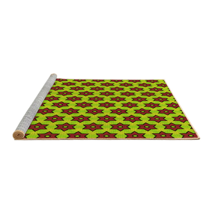 Sideview of Machine Washable Transitional Saffron Red Rug, wshpat2452yw