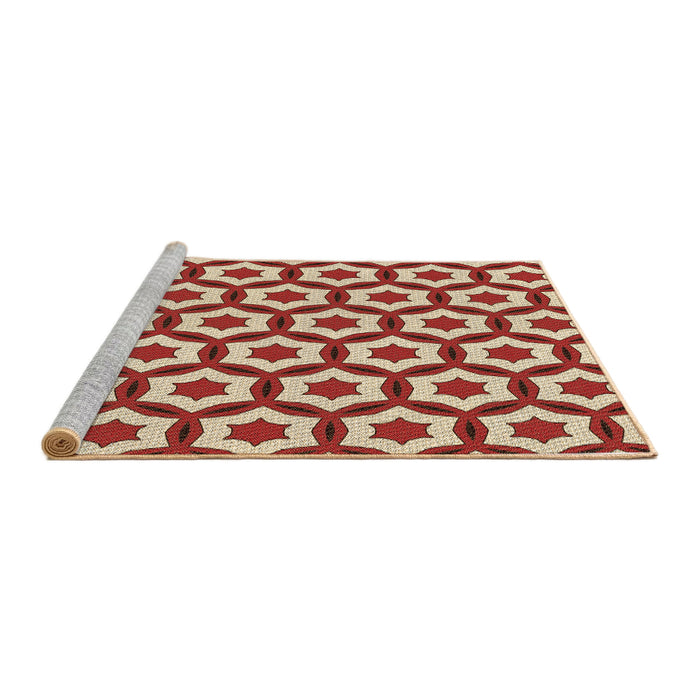 Sideview of Machine Washable Transitional Red Rug, wshpat2456brn