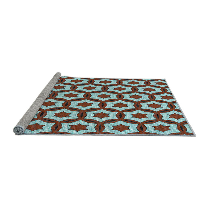 Sideview of Machine Washable Transitional Blue Rug, wshpat2456lblu