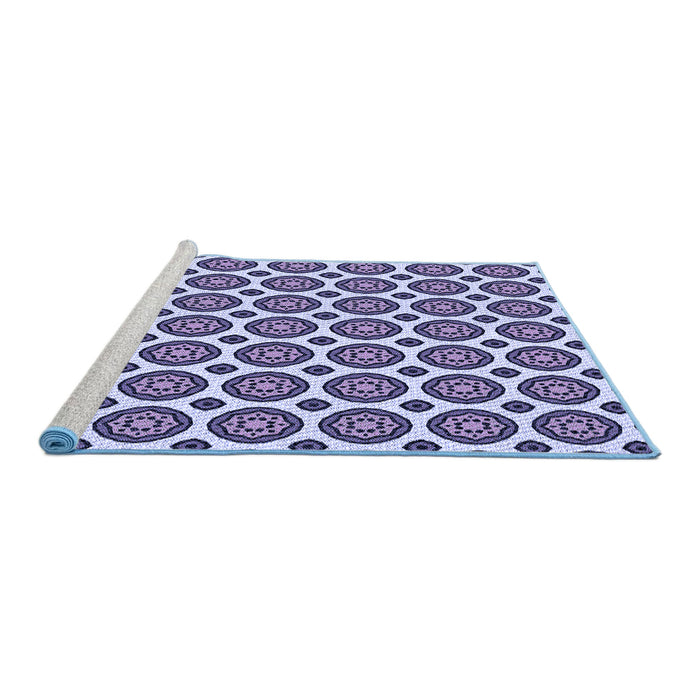 Sideview of Machine Washable Transitional Dark Slate Blue Purple Rug, wshpat2457blu