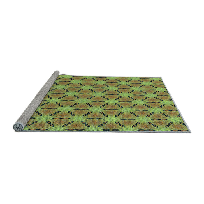 Sideview of Machine Washable Transitional Yellow Green Rug, wshpat2458lblu