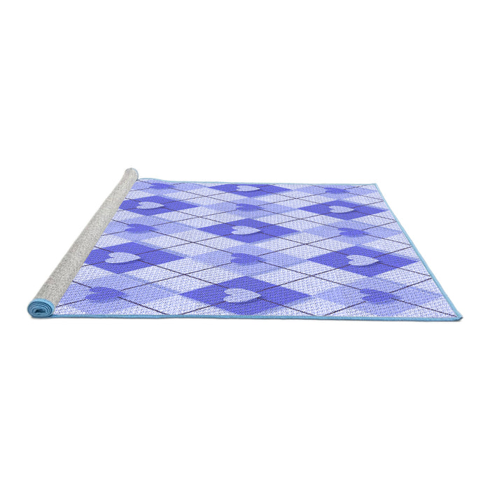 Sideview of Machine Washable Transitional Light Slate Blue Rug, wshpat246blu