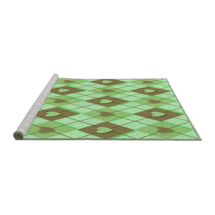 Sideview of Machine Washable Transitional Light Green Rug, wshpat246grn