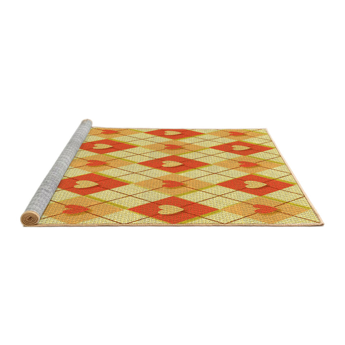 Sideview of Machine Washable Transitional Orange Red Orange Rug, wshpat246yw