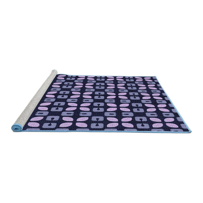 Sideview of Machine Washable Transitional Night Blue Rug, wshpat2461blu