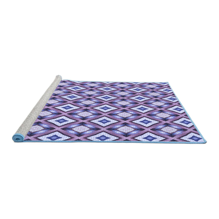 Sideview of Machine Washable Transitional Blue Rug, wshpat2467blu