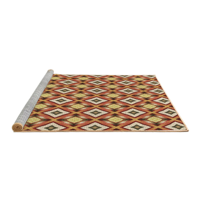 Sideview of Machine Washable Transitional Yellow Orange Rug, wshpat2467brn