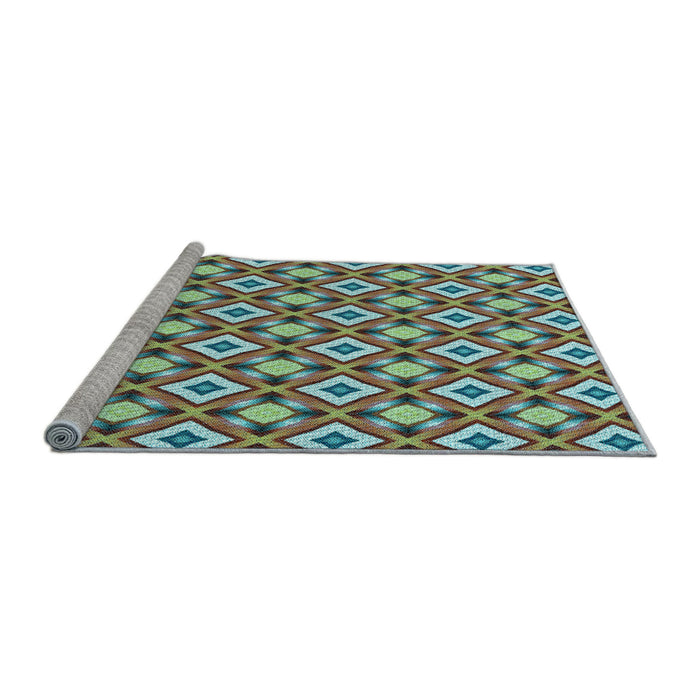Sideview of Machine Washable Transitional Blue Green Rug, wshpat2467lblu