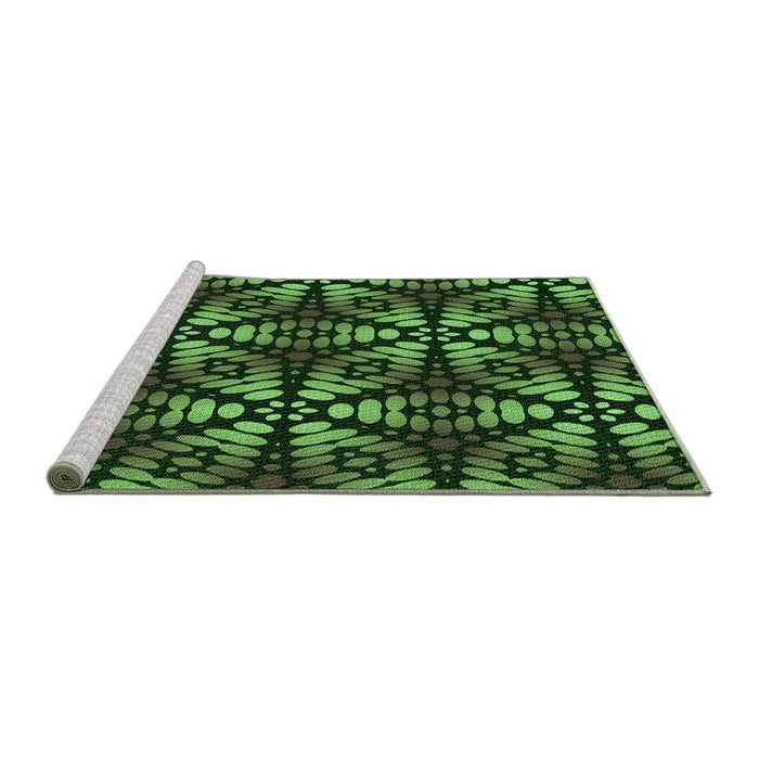 Sideview of Machine Washable Transitional Dark Forest Green Rug, wshpat2468grn